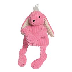 HuggleHounds Knottie For Dog Pink/White Plush Bitsy Bunny Squeaky Dog Toy Small 1 pk