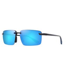 Maui Jim Laulima Asian Fit Sunglasses Men's Shiny Black w/Blue Frame Blue Hawaii Lens Polarized