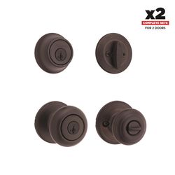 Kwikset Cove SmartKey Security Traditional Venetian Bronze Entry Knob and Single Cylinder Deadbolt K