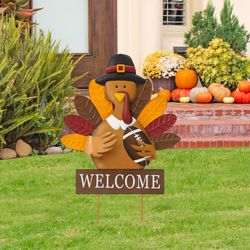 Glitzhome Thanksgiving Turkey Yard Stake Iron 1 pc