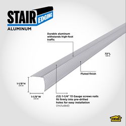 M-D Building Products 1.125 in. H X 1.125 in. W X 72 in. L Prefinished Silver Aluminum Stair Edge