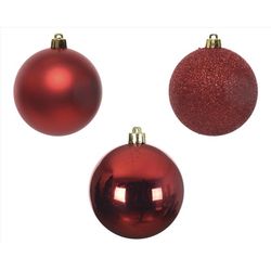 Decoris Red Shatterproof Baubles Ornaments 2 in.