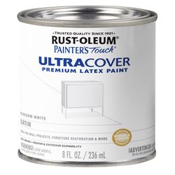 Rust-Oleum Painters Touch Ultra Cover Satin Blossom White Paint Exterior and Interior 0.5 pt