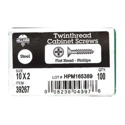 HILLMAN No. 10 X 2 in. L Phillips Black Phosphate Twin Thread Cabinet Screws 1 pk