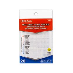 Bazic Products 0.27 in. D X 3.9 in. L Mini Glue Sticks Clear 20 pk