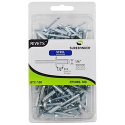 Surebonder 1/4 in. D X 1/2 in. Steel Rivets Silver 100 pk
