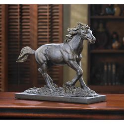 Accent Plus Running Stallion 9.5 in. H X 11 in. L Bronze Poly Resin