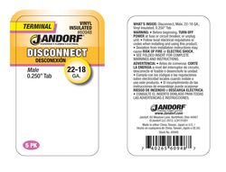 Jandorf 22-18 Ga. Insulated Wire Male Disconnect Red 5 pk