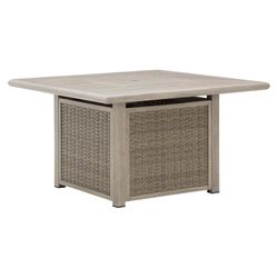 Signature Design by Ashley Haven Retreat Beige Square Aluminum Casual Fire Pit Table