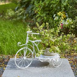 Glitzhome 13 in. H White Metal Plant Stand