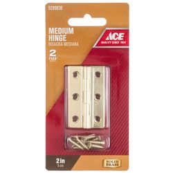 Ace 2 in. W X 1-3/16 in. L Polished Brass Brass Medium Hinge 2 pk
