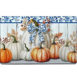 Briarwood Lane 22 in. W X 10 in. L Multi-Color Blue And White Pumpkins Polyester Door Mat