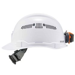 Ergodyne Skullerz 4-Point Ratchet Hard Hat Cap with LED Light White Vented