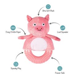 Pet Shop by Fringe Studio For Dog Pink Plush/Rubber Get Piggy With It Dog Toy