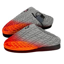 ActionHeat Heated Cable Knit Slippers S/M Gray 1 pair