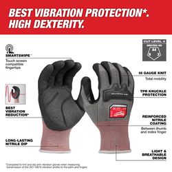 Milwaukee Smartswipe Men's Glove Anti-Vibration Gloves Black/Red XL 1 pk