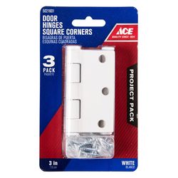 Ace 3 in. L White Residential Door Hinge 3 pk