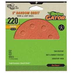 Gator 5 in. Aluminum Oxide Hook and Loop Sanding Disc 220 Grit Extra Fine 5 pk