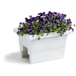 Novelty 10 in. H X 12 in. W X 16 in. D Plastic Countryside Over-The-Rail Deck Rail Planter White