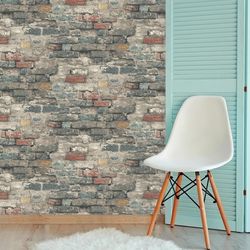 RoomMates 20.5 in. W X 16.5 in. L Brick Alley Peel and Stick Wallpaper