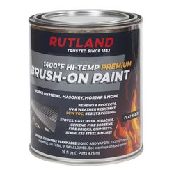 Rutland Brush On Flat Black High Heat Low VOC Paint 16 oz