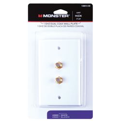 Monster Just Hook It Up White 1 gang Plastic Coaxial Wall Plate 1 pk