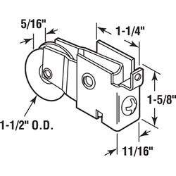 Prime-Line 1-1/2 in. D X 0.69 in. L Nylon/Steel Roller Assembly 1 pk