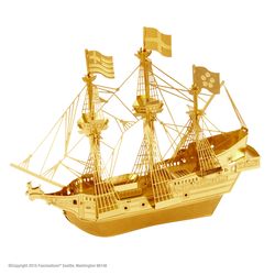 Fascinations Metal Earth Gold Golden Hind Ship 3D Model Kit Gold