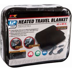 Performance Tool 12 V Black Heated Travel Blanket 1 pk