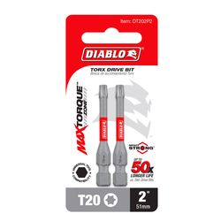 Diablo Torx 2 in. L #20 Screwdriver Bit Steel 2 pk