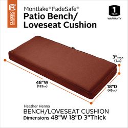 Classic Accessories Montlake Red Polyester Chair Cushion 3 in. H X 48 in. W X 18 in. L