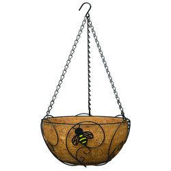 Panacea 8.37  H X 14  D Steel Bee-Conscious Hanging Basket Black