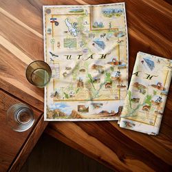 Xplorer Maps Multicolored Cotton Utah Dish Towel