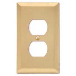Amerelle Century Satin Brass 2 gang Stamped Steel Duplex Wall Plate 1 pk