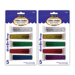Bazic Products Assorted Primary Glitter Shaker Exterior and Interior 1.05 oz