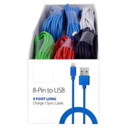 Blazing Voltz Lightning to USB Cable 9 ft. Assorted