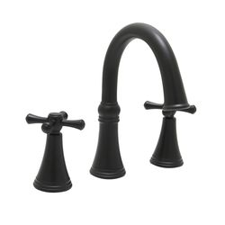 Huntington Brass Woodbury Matte Black Transitional Widespread Bathroom Sink Faucet 8 in.