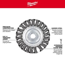 Milwaukee 4 in. Cable Twist Wire Wheel Brush Carbon Steel 1200 rpm 1 pc