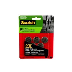 3M Scotch Felt Self Adhesive Protective Pad Gray Round 1 in. W X 1 in. L 8 pk