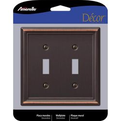 Amerelle Chelsea Aged Bronze 2 gang Stamped Steel Toggle Wall Plate 1 pk