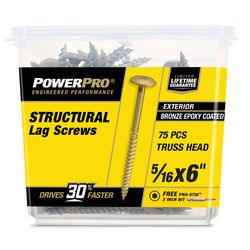 Power Pro 5/16 in. X 6 in. L Star Carbon Steel Lag Screw 75 pk
