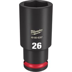 Milwaukee Shockwave 26 mm X 1/2 in. drive Metric/SAE 6 Point Deep Impact Socket 1 pc