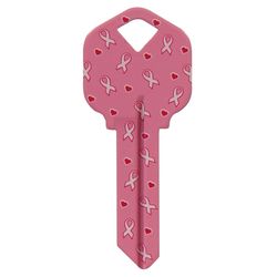 HILLMAN Breast Cancer Awareness Pink Ribbon House/Office Key Blank Single For Universal