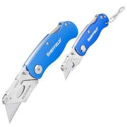 Sheffield 6 in. Folding Lock Back Utility Knife Blue 2 pc