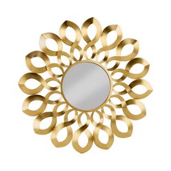 Tripar 36.2 in. H X 36.2 in. W Matte Gold Metal Starburst Mirror