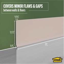 M-D Building Products 2.5 in. H X 0.08 in. W X 48 in. L Prefinished Desert Beige Vinyl Wall Base