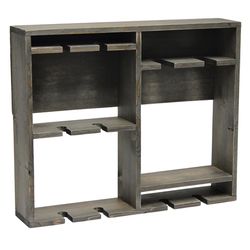 Elegant Designs Bartow 16.4 in. H X 19.7 in. L Rustic Gray Wood Wine Rack Shelf with Glass Holder
