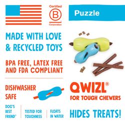 West Paw Zogoflex For Dog Orange Plastic Qwizl Dog Treat Toy/Dispenser Large 1 pk