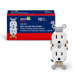 Leviton 15 amps 125 V White Outlet 5-15R 10 pk