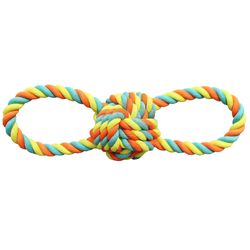 Chomper For Dog Multicolored Rope/Rubber Figure 8 Rope and Tug Dog Figure Large 1 pk